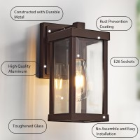 Jokaonotl Coffee Brown Outdoor Wall Lantern Waterproof Exterior Wall Sconce Outside Light Fixture With Beveled Glass For House