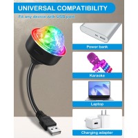 Luditek Mini Disco Ball Light With Flexible Usb Extender Sound Activated Strobe Party Lights For Karaoke Car Stocking Stuffers