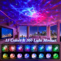 Galaxy Projector For Bedroom Adults 15 Colors Star Projector Galaxy Light Projector For Bedroom 15 White Noises Star Lights Fo