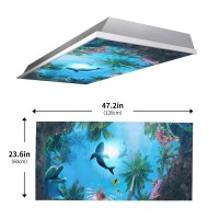 Sunnyhut 2 Pack Fluorescent Light Cover For Ceiling Light Ocean View Magnetic Light Covers Classroom Light Filters Drop Fluore