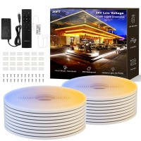 Ustarus Neon Led Strip Lights White Dimmable 40Ft 24V 2700K6500K Rope Tape Light Ip67 Waterproof With Remote Led Ribbon For B