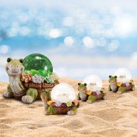 Vasesun Solar Mini Turtle Garden Statue Lights For Outdoor Decor With Cracked Glass Led Figurine Lighting Resin Succulent Tortoi