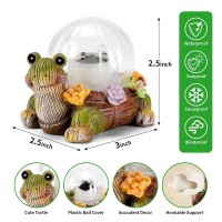 Vasesun Solar Mini Turtle Garden Statue Lights For Outdoor Decor With Cracked Glass Led Figurine Lighting Resin Succulent Tortoi