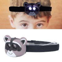 Herchr Kids Headlamp, Led Headlamp For Adults And Kids, Panda Design Rechargeable Head Lamp, Raccoon Appearance 2 Lighting Modes Lightweight For Boys, Girls, Headlight For Camping, Walking Dog