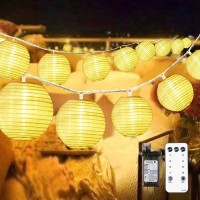 40Ft 40Led Lantern String Lights Outdoor Expandable 8 Modes Warm White Fairy Lights Lampion With Remote Control Plug Paper L