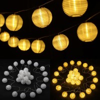 40Ft 40Led Lantern String Lights Outdoor Expandable 8 Modes Warm White Fairy Lights Lampion With Remote Control Plug Paper L