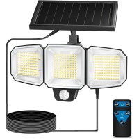 Ceotis Solar Outdoor Lights 240 Led 3500Lm Motion Sensor Lights Ip65 Waterproof 3 Heads Security Flood Lights Separate Solar