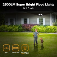 Lutec 21W Plug In Motion Sensor Light Outdoor Flood Lights Outdoor Motion Sensor 2500Lm 5000K Daylight Ip65 Waterproof Adjusta