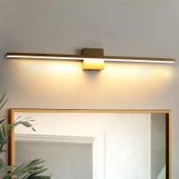 Lonrukat Gold Bathroom Light Fixtures Over Mirror 32 Inch Brass Bathroom Vanity Light Led Modern Wall Sconce 3000K Bar Vanity