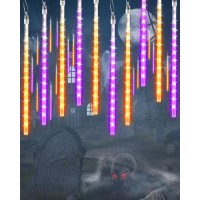 Halloween Lights Outdoor 20 Tubes 480 Led Raindrop Lights Meteor Shower Icicle Lights With Timer Function Cascading Lights Falli