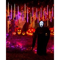 Halloween Lights Outdoor 20 Tubes 480 Led Raindrop Lights Meteor Shower Icicle Lights With Timer Function Cascading Lights Falli