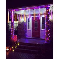 Halloween Lights Outdoor 20 Tubes 480 Led Raindrop Lights Meteor Shower Icicle Lights With Timer Function Cascading Lights Falli