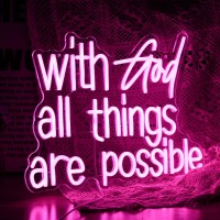 With God All Things Are Possible Neon Sign Beautiful Pink God Led Lights For Wall Decor Dimmable Usb Powered Light Up Sign 169