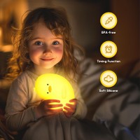 Uneede Why Duck Night Light Cute Duck Silicone Nursery Night Light Rechargeable 3 Dimmable Levels Table Lamp With Touch Sensor