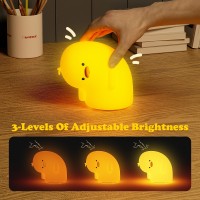 Uneede Why Duck Night Light Cute Duck Silicone Nursery Night Light Rechargeable 3 Dimmable Levels Table Lamp With Touch Sensor