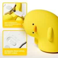 Uneede Why Duck Night Light Cute Duck Silicone Nursery Night Light Rechargeable 3 Dimmable Levels Table Lamp With Touch Sensor