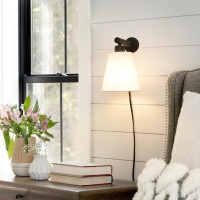 Oiyio Plug In Wall Sconces Set Of Two Wall Lamp With Plug In Cord Black Wall Sconce Light Plug In Bedside Wall Mounted Light