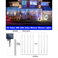 Solar Meteor Shower Icicle Lights 20 Tubes 480 Led Raindrop Lights With Timer Function Falling Rain Lights For Holiday Party C