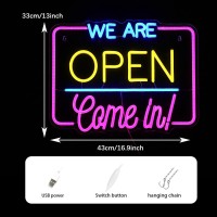 We Are Open Come In Neon Sign Dimmable Open Come In Led Neon Lights For Wall Decor 16913 Inch Light Up Sign Powered By Usb Ope