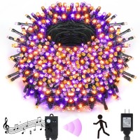 Vtechology 300 Led Motion Sensor Orange Purple Halloween String Lights105Ft Halloween Lights With Spooky Music For Halloween