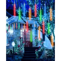 Solar Meteor Shower Icicle Lights 20 Tubes 480 Led Raindrop Lights With Timer Function Falling Rain Lights For Holiday Party Chr