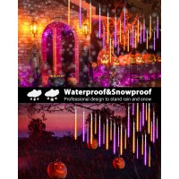 Solar Halloween Lights 20 Tubes 480 Led Meteor Shower Icicle Lights Raindrop Lights With Timer Function Falling Rain Lights For