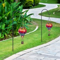 2Pc Hot Air Balloon Solar Lantern Wavycolorful Flickering Flame Hanging Solar Lanterns Outdoor Lights Waterproof Lanterns Deco