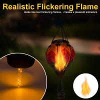 2Pc Hot Air Balloon Solar Lantern Wavycolorful Flickering Flame Hanging Solar Lanterns Outdoor Lights Waterproof Lanterns Deco