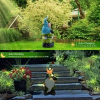 Reyiso Garden Gnomes Outdoor Statue For Garden Decor With Solar Lights Summer Gnomes Decorations For Home Patio Balcony Lawn