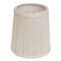 Set of High Quality Fabric Lamp Shades This set of 6 chandelier shades features a sturdy brass finish metal Flame Clip that fits securely to your bulb No finial is needed Shade measures 3 top diameter x 4 bottom diameter x 4 slant height Hardback chandeli