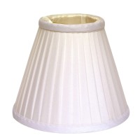 This White Set of 6 Slanted Pleat Chandelier Lampshades has a hint of traditional flair and will be a great addition to your lamp base This hardback lampshade includes a standard flame clip that fits over a standard harp and can be used with your existing