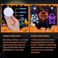 Lolstar Halloween Decorations 3 Pack Orange Pumpkin White Skull Purple Tombstone Halloween Window Lights With Suction Cup Bat