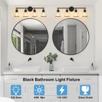 Nadosa Black Bathroom Light Fixtures 4 Light Bathroom Vanity Lights Over Mirror With Clear Glass Shade 30 Inch Vanity Lights Fo