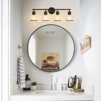 Nadosa Black Bathroom Light Fixtures 4 Light Bathroom Vanity Lights Over Mirror With Clear Glass Shade 30 Inch Vanity Lights Fo