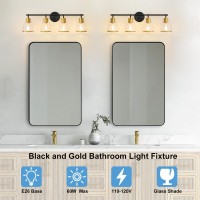 Nadosa Black And Gold Vanity Light 4 Light Bathroom Vanity Light Over Mirror With Clear Glass Shade 30 Inch Vanity Lights For B