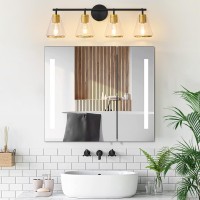 Nadosa Black And Gold Vanity Light 4 Light Bathroom Vanity Light Over Mirror With Clear Glass Shade 30 Inch Vanity Lights For B