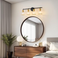 Nadosa Black And Gold Vanity Light 4 Light Bathroom Vanity Light Over Mirror With Clear Glass Shade 30 Inch Vanity Lights For B