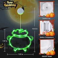 Lolstar Halloween Decorations 3 Pack Halloween Lights Orange Pumpkin Green Cauldron Purple Cat Window Lights With Suction Cup