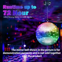 Rotating Disco Ball Motor Lights With Remote 315Rpm Adjustable Speed Mirror Ball Spinner 18 Leds Heavy Duty For 12 16 20 24Inc