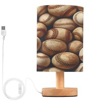 Alaza Retro Baseball Ball Decor Bedside Table Lamp With Usb Port For Bedroom Nightstand Office Desk Led Bulb Included