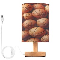 Alaza Hipster Ball Basketball Decor Bedside Table Lamp With Usb Port For Bedroom Nightstand Office Desk Led Bulb Included