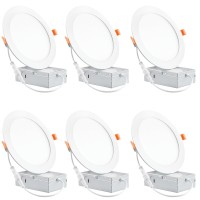 Baiyilux 6 Pack Recessed Lighting 6 Inch Led Recessed Lights With Junction Box 6000K Dayligh Canless Recessed Led Light 12W 11