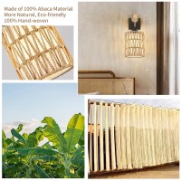 Zecoxol Rattan Wall Sconces Set Of Two Farmhouse Wall Lamps With Wooden Arm Onoff Dimmable Switch Boho Wall Light Large Rusti