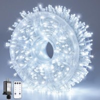 Potive 168Ft 600 Led Christmas Lights Indoor Plug In Remote Control Christmas Lights Outdoor Waterproof Cool White Christmas L