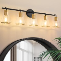 Nadosa Bathroom Light Fixtures Black And Gold 5Lights Bathroom Vanity Lights 385 Inch Long Vanity Light Fixtures Bathroom Wall