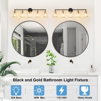 Nadosa Bathroom Light Fixtures Black And Gold 5Lights Bathroom Vanity Lights 385 Inch Long Vanity Light Fixtures Bathroom Wall