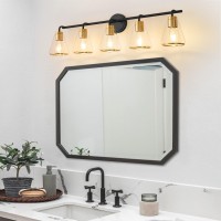 Nadosa Bathroom Light Fixtures Black And Gold 5Lights Bathroom Vanity Lights 385 Inch Long Vanity Light Fixtures Bathroom Wall