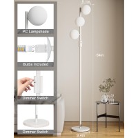 Lightdot Dimmable Brightness Adjustable Globe Floor Lamp White Pole Standing Lamps With 3Pcs 3000K G9 Bulbs Mid Century Mode