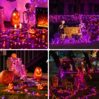 Orange And Purple Halloween Lights Outdoor 200 Led String Lights Indoor 8 Modes 66Ft Extendable Twinkle Fairy Lights Plug In