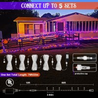 Orange And Purple Halloween Lights Outdoor 200 Led String Lights Indoor 8 Modes 66Ft Extendable Twinkle Fairy Lights Plug In